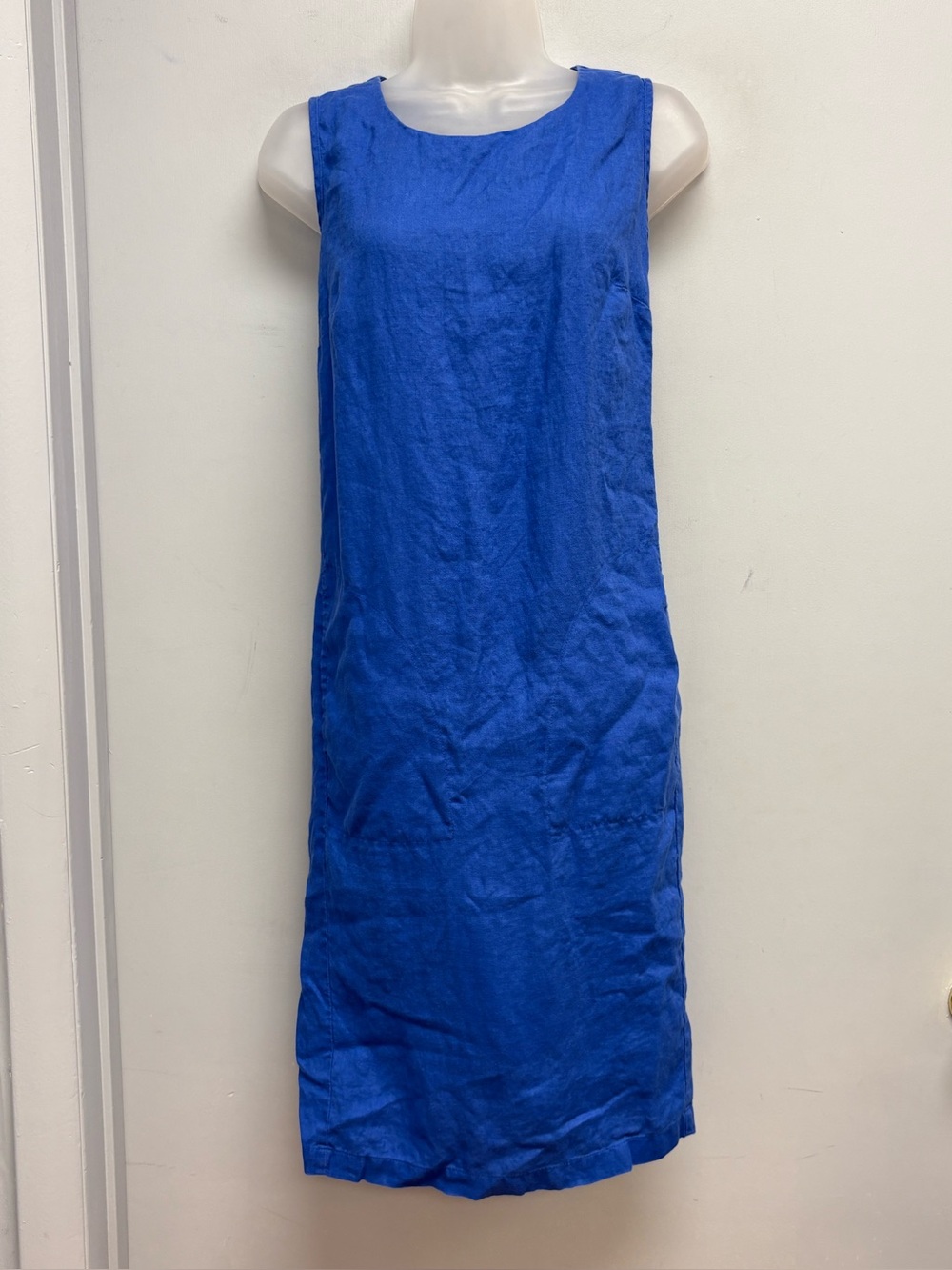 J.Jill Love Linen Blue 100% Linen Sleeveless Midi Shift Dress Size Tall M